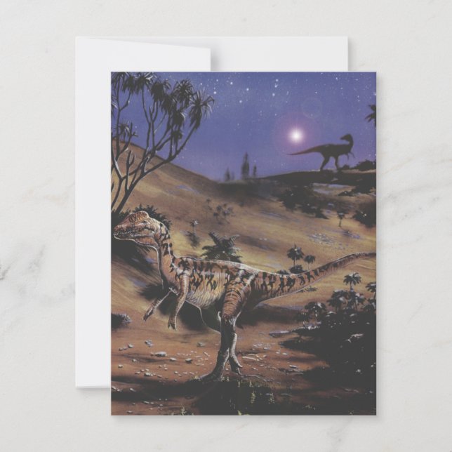 Vintage Dinosaurs, Dilofosaurus Födelsedagsfest Inbjudningar (Framsida)