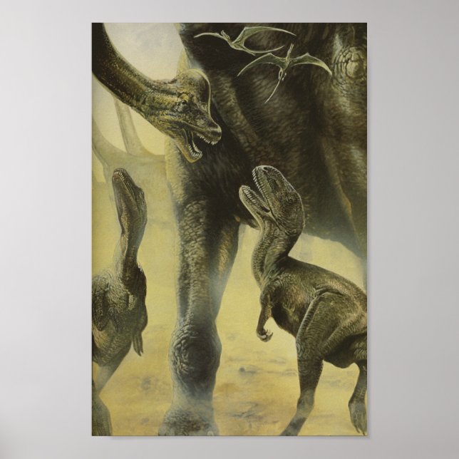 Vintage Dinosaurs, Torvosaurus och Brachiosaurus Poster (Framsidan)