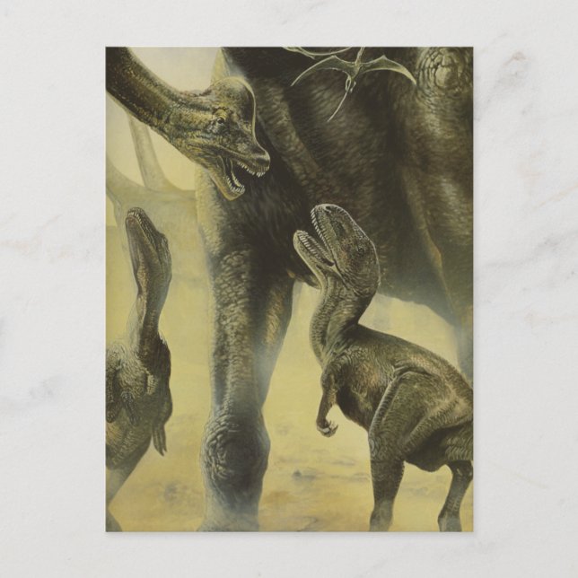 Vintage Dinosaurs, Torvosaurus och Brachiosaurus Vykort (Framsida)