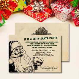 Vintage Dirty Santa Gift Exchange Party Inbjudningar