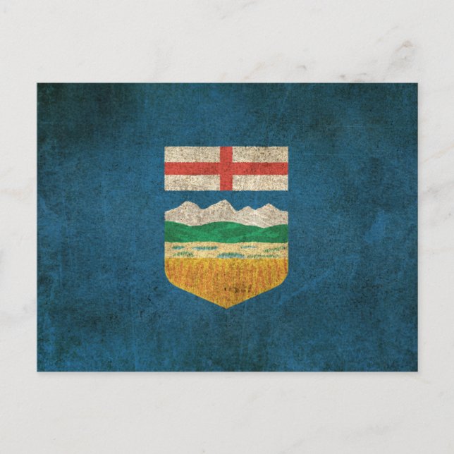 Vintage Disted Flagga of Alberta Vykort (Framsida)