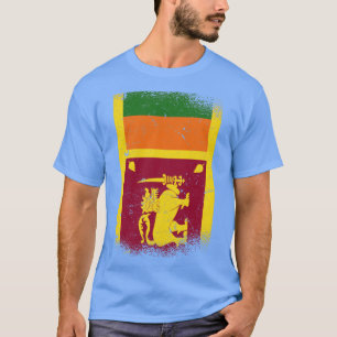 Vintage Disted Sri Lanka Flagga T Shirt