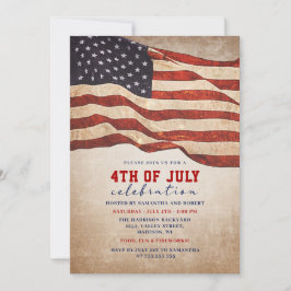 Vintage Distress American Flagga 4 juli Party Inbjudningar