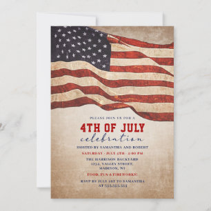 Vintage Distress American Flagga 4 juli Party Inbjudningar