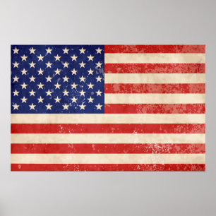 Vintage Distress American Flagga Poster