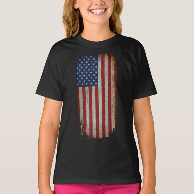 Vintage Distress American Flagga T Shirt (Framsida)