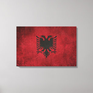 Vintage Distress Flagga Albanien Canvastryck