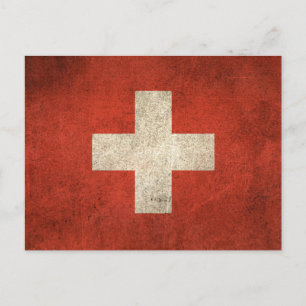 Vintage Distress-Flagga i Schweiz Vykort