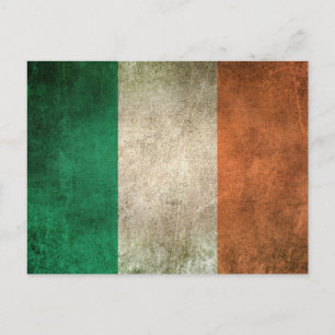 Vintage Distress Flagga Irland Vykort