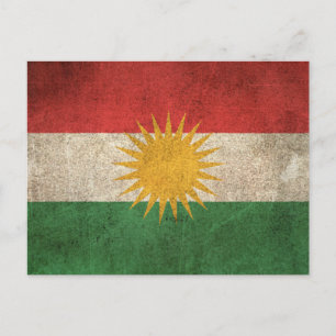 Vintage Distress-Flagga Kurdistan Vykort