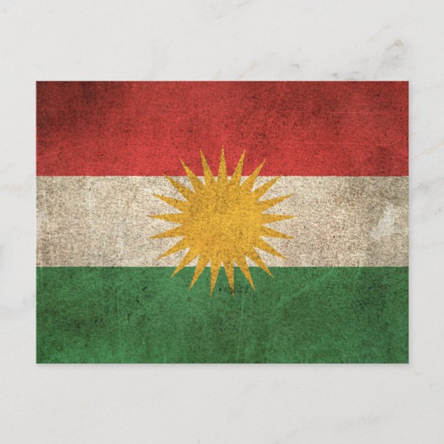 Vintage Distress-Flagga Kurdistan Vykort (Framsida)
