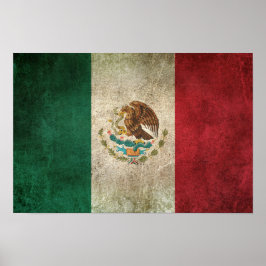 Vintage Distress Flagga Mexiko Poster