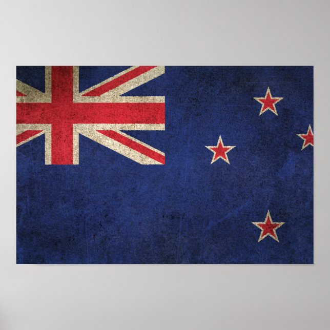 Vintage Distress Flagga Nya Zeeland Poster (Framsidan)