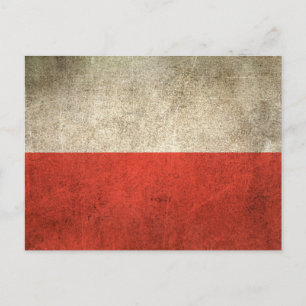 Vintage Distress Flagga Polen Vykort