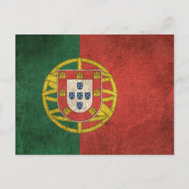 Vintage Distress Flagga Portugal Vykort (Framsida)