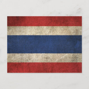 Vintage Distress Flagga Thailand Vykort