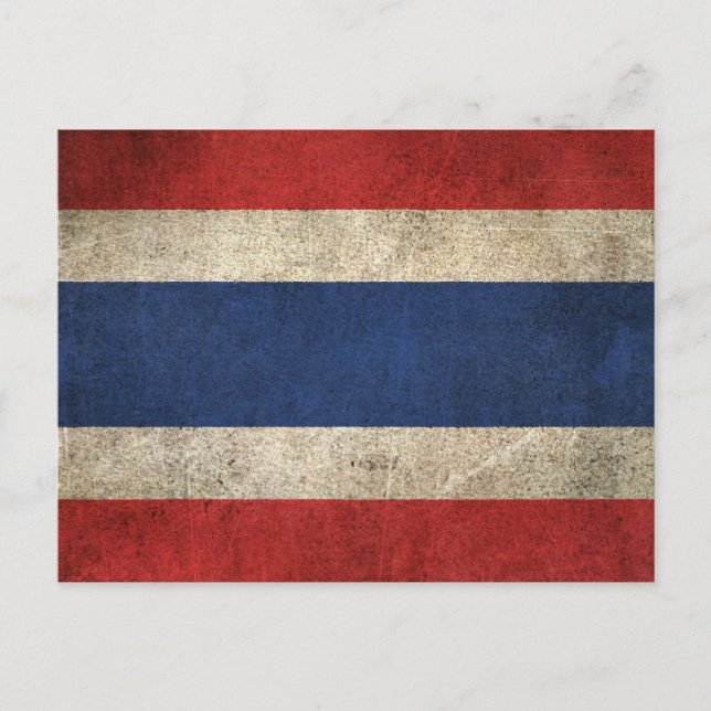 Vintage Distress Flagga Thailand Vykort (Framsida)