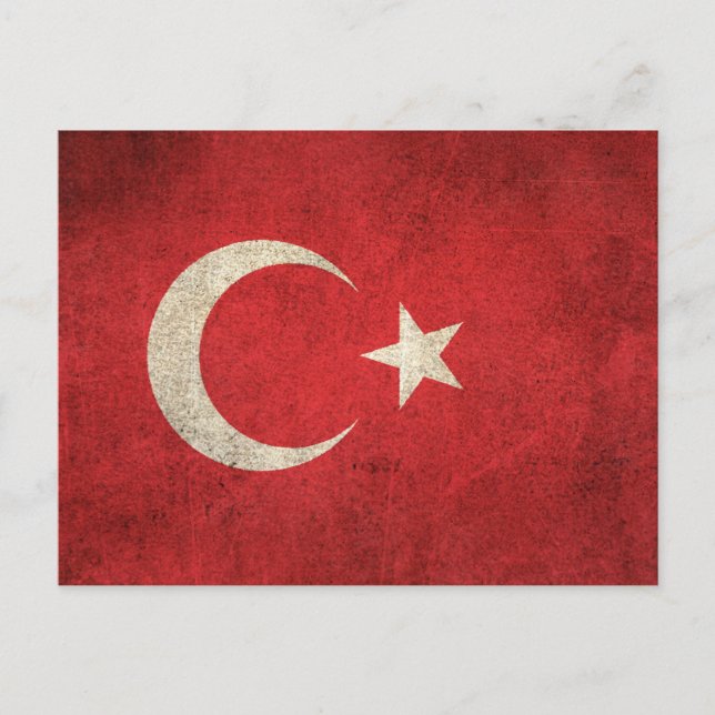 Vintage Distress Flagga Turkiet Vykort (Framsida)