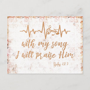 Vintage Distress Psalms Sång Bible Verse Vykort
