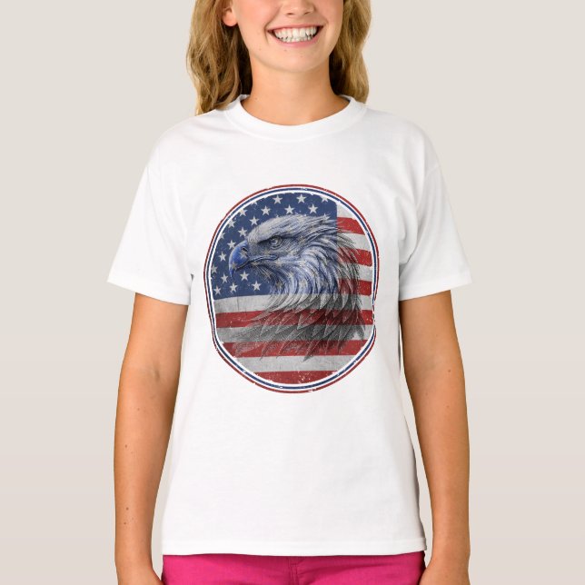 Vintage Distressed American Flag Eagle  T Shirt (Framsida)