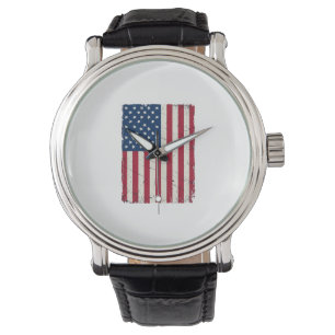 Vintage Distressed Amerikansk Flagga Vektor Tröja Armbandsur