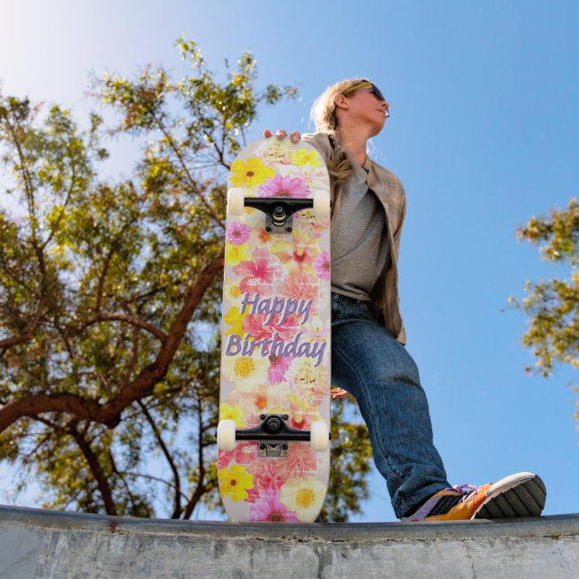 Vintage Distressed Floral Montage Skateboard (Utomhus 1)