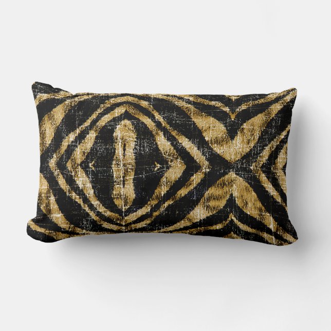 Vintage Distressed Grunge Zebra Djurtryck Lumbarkudde (Framsida)
