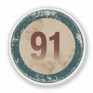 Vintage Distressed Number 91 Klistermärken