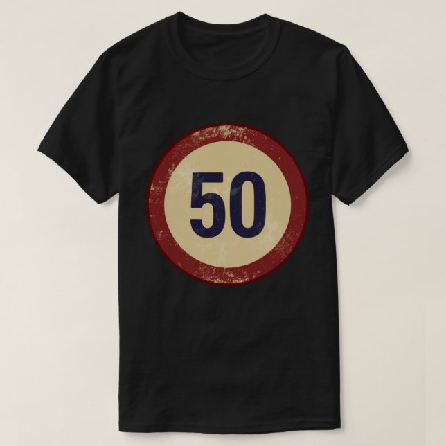 Vintage Distressed Nummer 50 T Shirt (Design framsida)