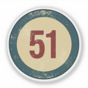 Vintage Distressed Nummer 51 Klistermärken