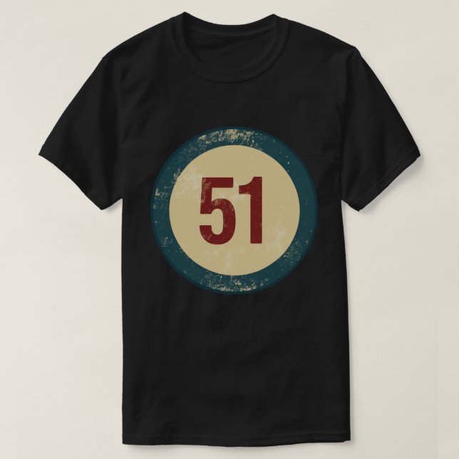 Vintage Distressed Nummer 51 T Shirt (Design framsida)