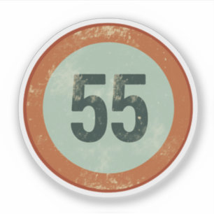 Vintage Distressed Nummer 55 Klistermärken