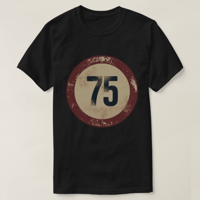 Vintage Distressed Nummer 75 T Shirt (Design framsida)