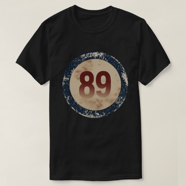 Vintage Distressed Nummer 89 T Shirt (Design framsida)