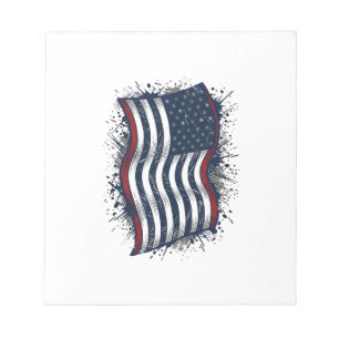 Vintage Distressed Patriotisk Flagga Tröja Design_ Anteckningsblock