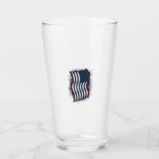 Vintage Distressed Patriotisk Flagga Tröja Design_ Glaskopp (Framsida)