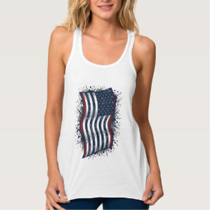 Vintage Distressed Patriotisk Flagga Tröja Design_ Linne Med Racerback