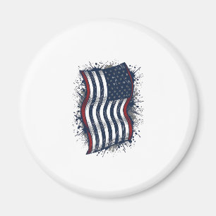 Vintage Distressed Patriotisk Flagga Tröja Design_ Magnet