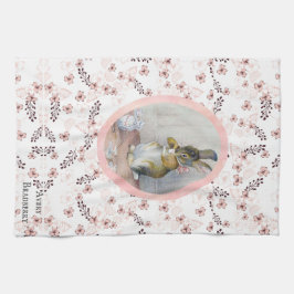 Vintage Ditsy Flower Miss Bunny Teatime Kökshandduk