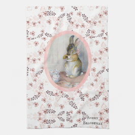 Vintage Ditsy Flower Miss Bunny Teatime Kökshandduk