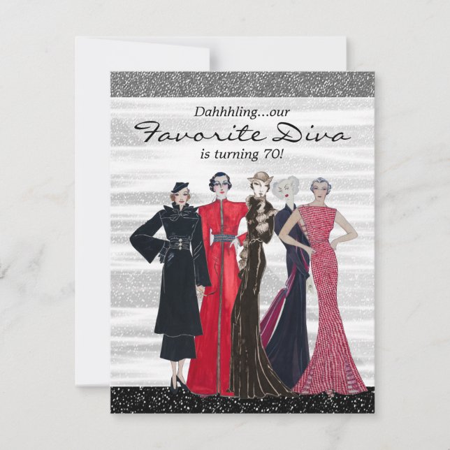 Vintage Diva Födelsedagsfest Inbjudningar (Framsida)
