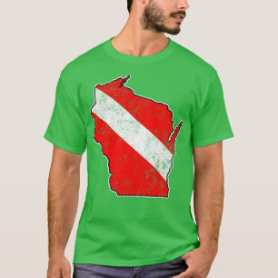 Vintage Dive Wisconsin Dyka State Karta Dive T Shirt