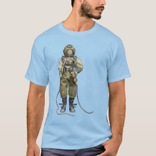 Vintage Diver med dykhjälm och daggljus T Shirt