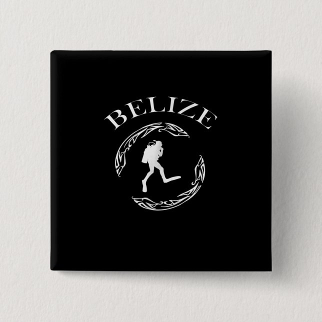 Vintage Diving Belize Scuba Ocean Costume Gift Knapp (Framsida)