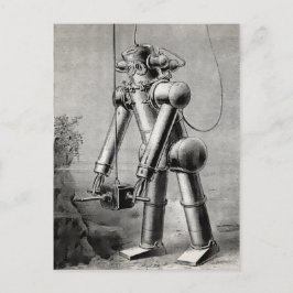 Vintage Diving Kostym Illustration Vykort