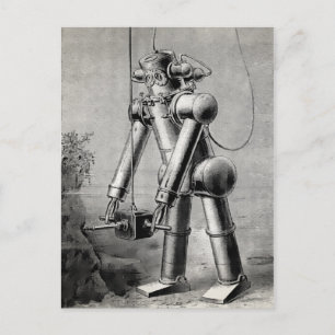 Vintage Diving Kostym Illustration Vykort