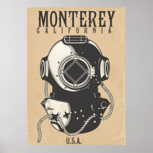 Vintage Diving poster till Monterey California USA
