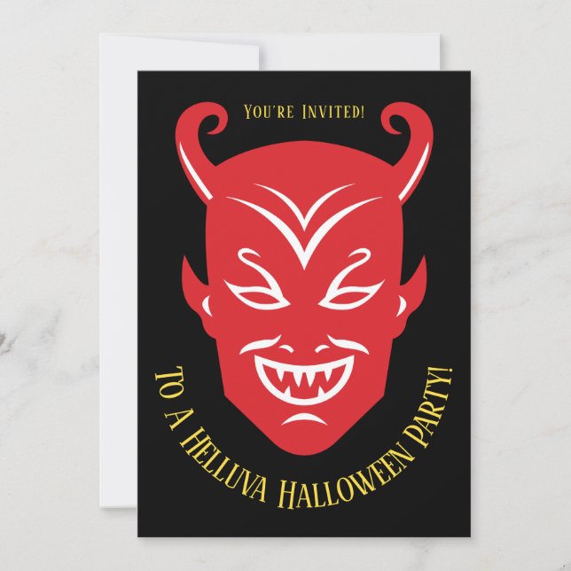 Vintage Djävul Halloween-inbjudan Julkort (Framsida)