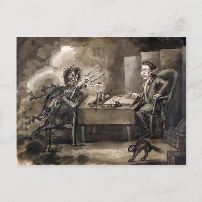 Vintage Djävulen Art-vykort Vykort (Framsida)