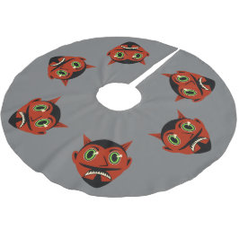 Vintage Djävulen Brushed Polyester Träd Skirt Julgransmatta Borstad Polyester